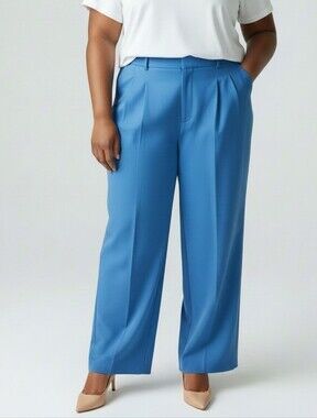 New Ralph Lauren Plus Size Wide Leg Pants in Blue Size 22W Retail $175
